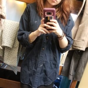 Oversize Dark Blue Button Up